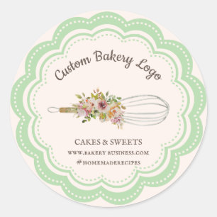 Green Whisk Flower Boutique Bakery Classic Round Sticker