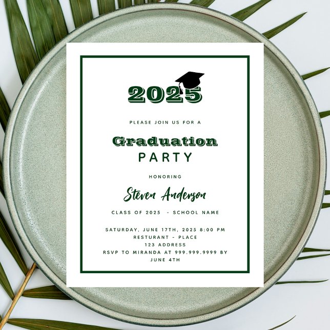 Green white 2026 Graduation Party invitation (Creator Uploaded)