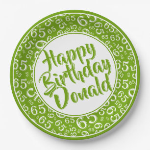 Green/White 65th Random Number Pattern Paper Plates