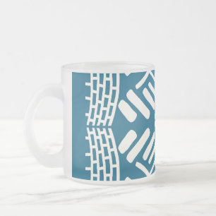 Green white abstract doodle modern frosted glass coffee mug