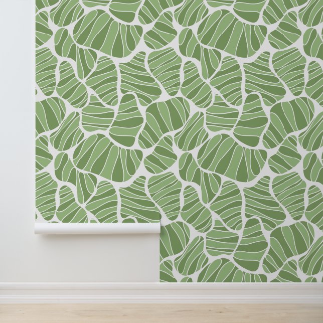 Green & White Abstract Shape Wallpaper paper Wallpaper (Application)