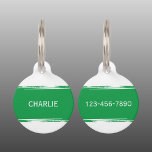 Green white add a name and contact number pet ID tag<br><div class="desc">Pet ID tag
Add a name and a contact number.
Green and white.</div>
