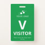 Green White Add Your Logo Visitor Badge