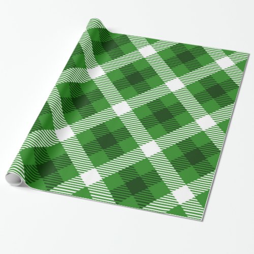 Green white and black buffalo plaid pattern wrapping paper