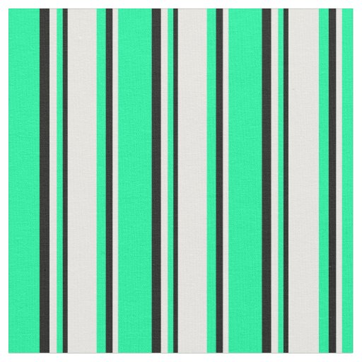 Green, White, and Black Colored Stripes Fabric