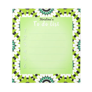 Green White and Black Cute Elegant To Do List Notepad