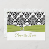 Green, White and Black Save the Date Postcard (Front/Back)