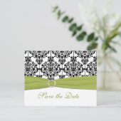 Green, White and Black Save the Date Postcard (Standing Front)