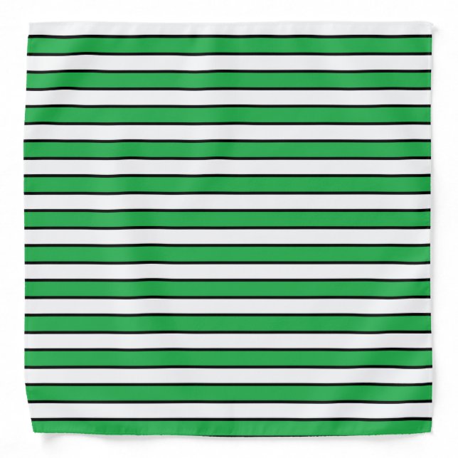 Green, White and Black Stripes Bandana (Front)