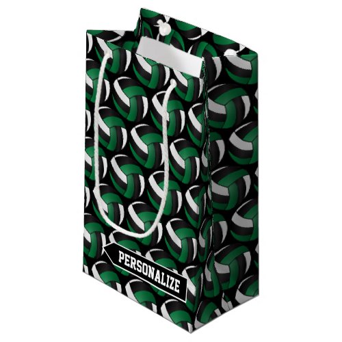 Green White and Black Volleyball _ Personalize Small Gift Bag