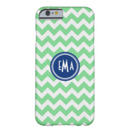 Green White And Blue Monogram Chevron Pattern Barely There iPhone 6 Case
