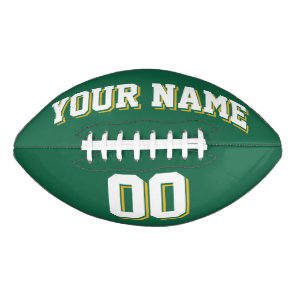 GREEN WHITE AND GOLD Custom Football