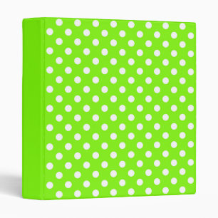 green, white and green polka dots  3 ring binder