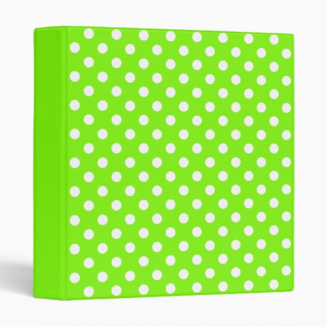 green, white and green polka dots  3 ring binder (Front/Spine)