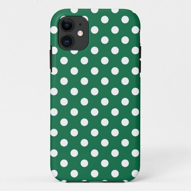 green, white and green polka dots  Case-Mate iPhone case (Back)