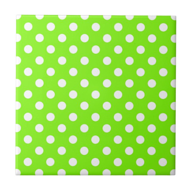 green, white and green polka dots  ceramic tile (Front)