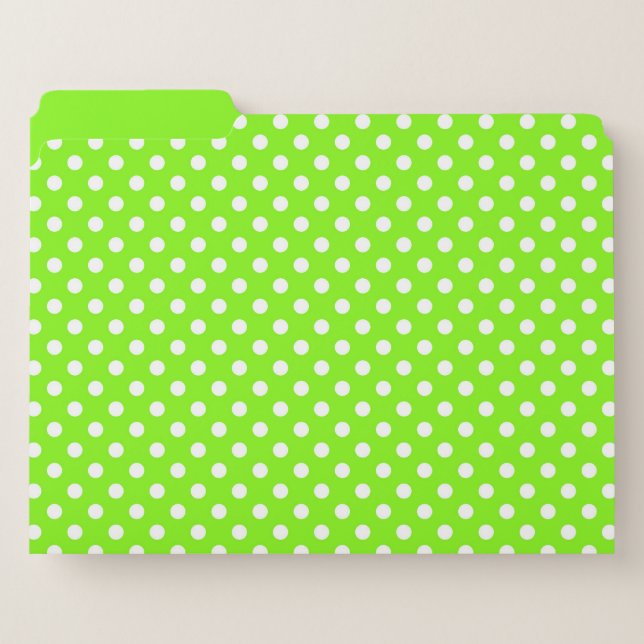 green, white and green polka dots  file folder (Front Left)