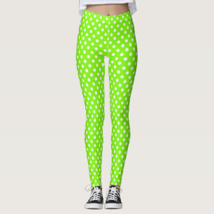 green, white and green polka dots   leggings