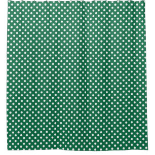 green, white and green polka dots shower curtain