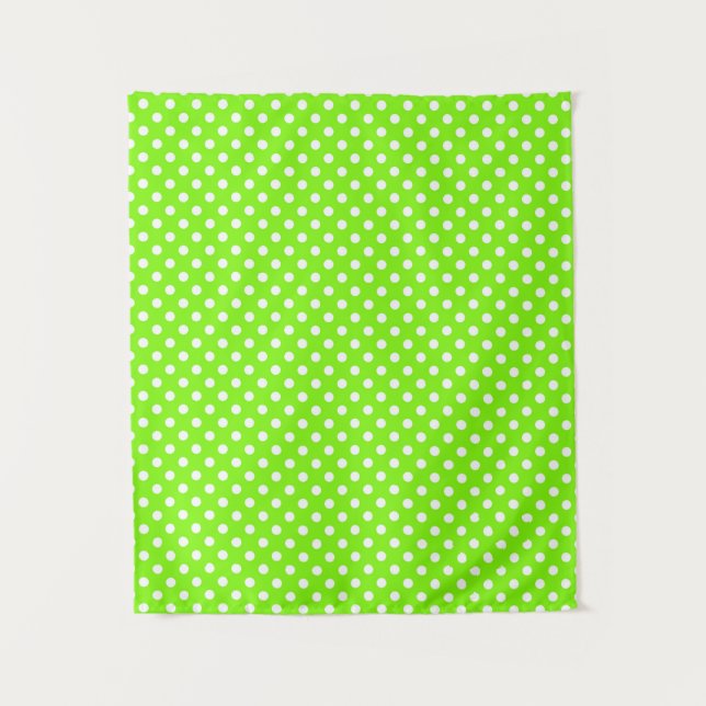 green, white and green polka dots   tapestry (Front)