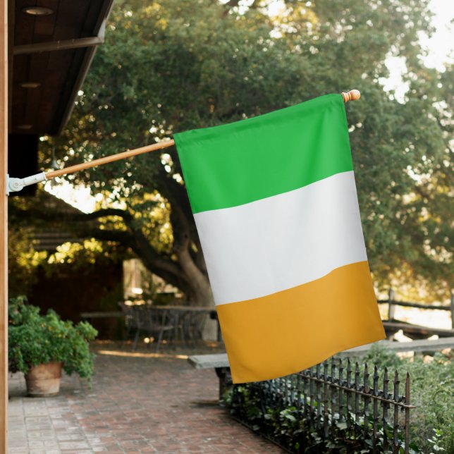 Green White and Orange Irish Tricolour House Flag (In SItu)
