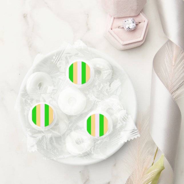 Green, white and orange pattern life saver® mints (Wedding)