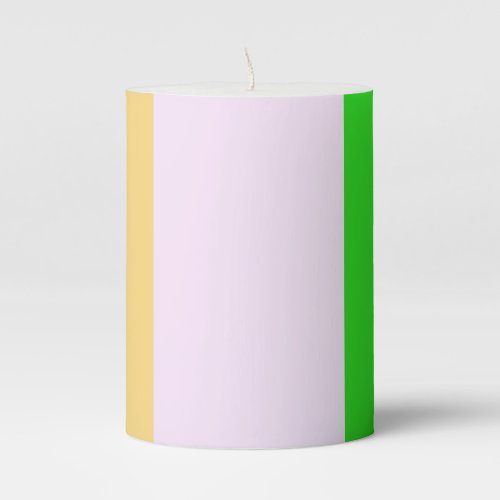 Green white and orange pattern pillar candle