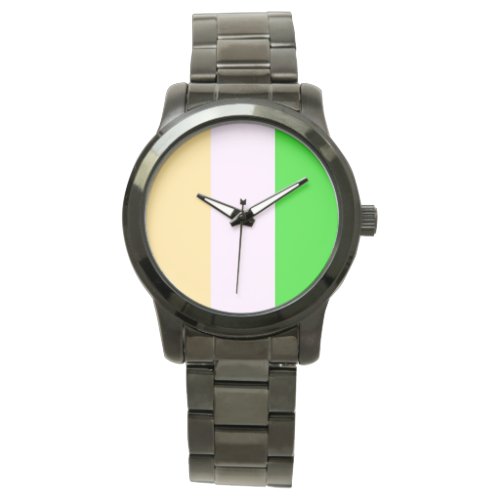 Green white and orange pattern watch