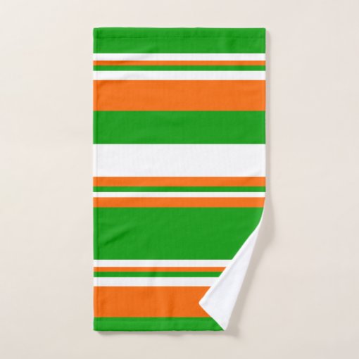 Green, White and Orange Stripes Bath Towel Set | Zazzle