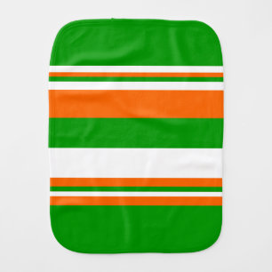 Green, White and Orange Stripes Burp Cloth