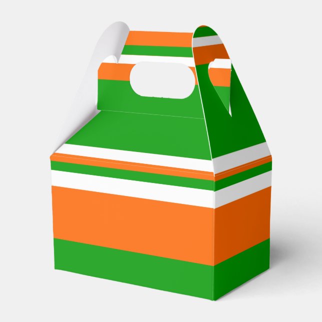 Green, White and Orange Stripes Favor Boxes (Front Side)