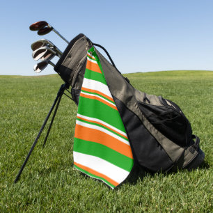 Green, White and Orange Stripes Golf Towel