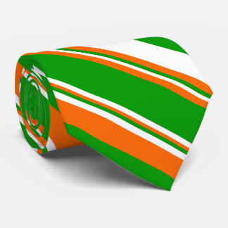 Green, White and Orange Stripes Neck Tie