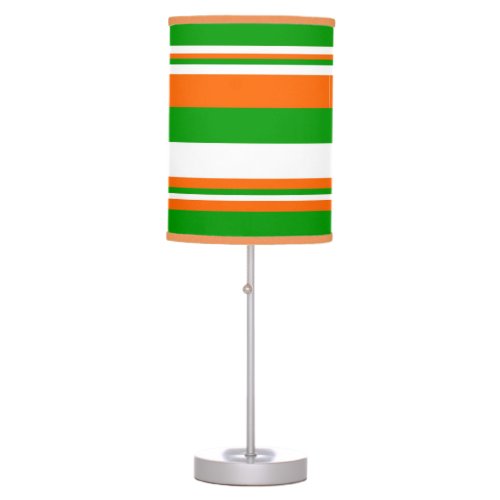 Green White and Orange Stripes Table Lamp