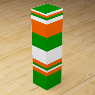 Green, White and Orange Stripes Wine Box