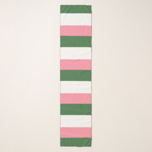 Green, White and Pink Stripes Scarf