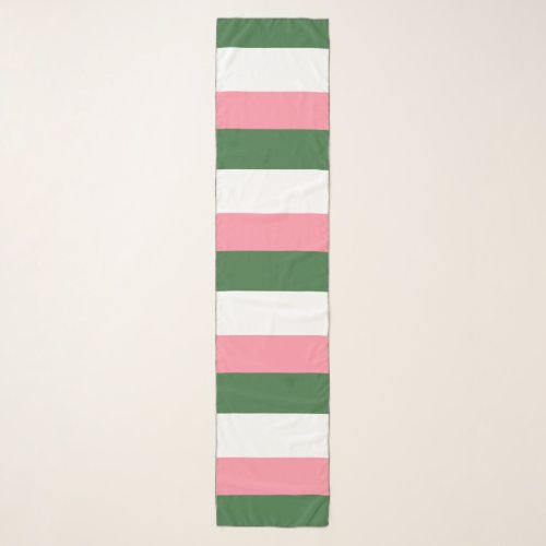 Green White and Pink Stripes Scarf