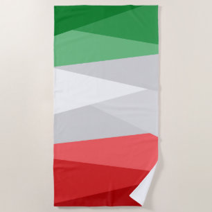 Green White and Red Color Stacks Beach Towel