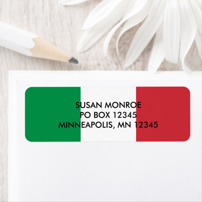 Green White and Red Italian Flag Colors Label (Insitu)