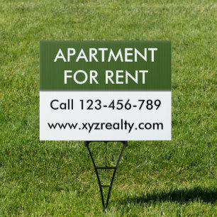 Green White Apartment for Rent Property  Sign