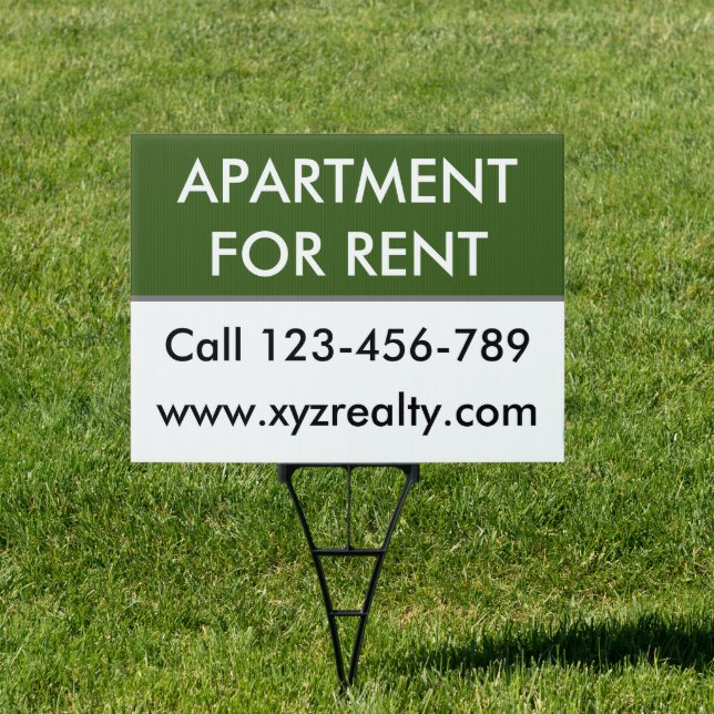 Green White Apartment for Rent Property  Sign (Insitu)