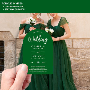 Green White Arch Acrylic Wedding Invites Modern Invitations