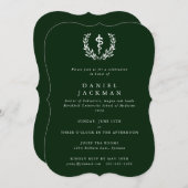 Green/White Asclepius Medical School Graduation Invitation (Front/Back)