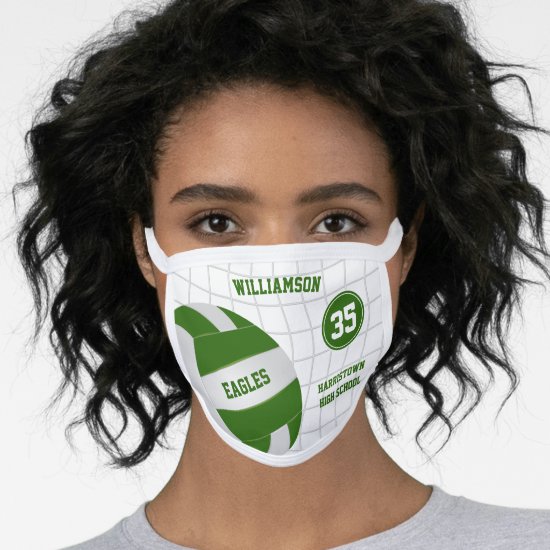 green white athletic school colors volleyball face mask