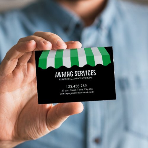 Green White Awning Services Cleaning Professional Business Card