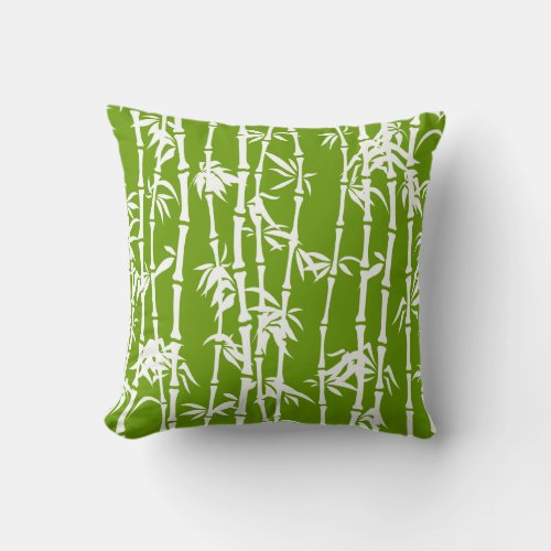 Green white bamboo custom throw pillow