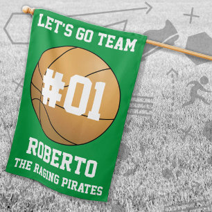 Green White Baseball Team Colors House Flag