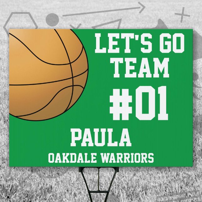 Green White Baseball Team Sign (Green and White Baseball Let's Go Team Yard Sign. Celebrate your high school or college athlete.)