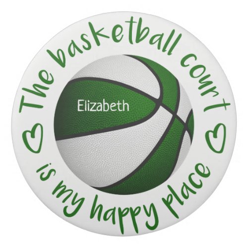 green white basketball court my happy place eraser