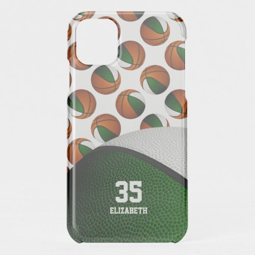 Green white basketball sports team colors  iPhone 11 case